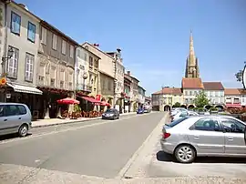 The central square, with the bell tower of the church in the background