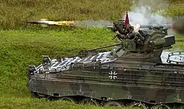 A Marder 1A3 fires a MILAN missile during an exercise.