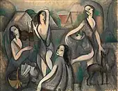 Marie Laurencin, 1910–11, Les jeunes filles (Jeune Femmes, Young Girls), oil on canvas, 115 x 146 cm. Exhibited  Salon des Indépendants, 1911, Moderna Museet, Stockholm