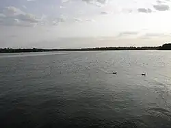 Waters of Lake Springfield above former site of Cotton Hill