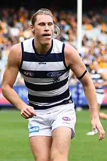 Mark Blicavs playing for Geelong in 2019