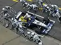 Mark Webber makes a pitstop at the 2005 San Marino Grand Prix