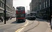 The stop in 1992 in its original configuration as a one way stop.