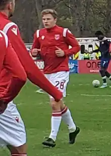 Player jogging during warm-up