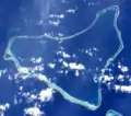 NASA picture of Marokau Atoll; note Ravahere's northern tip on the lower right corner.