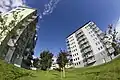 Residential area in the center of Märsta through a fish eye lens.