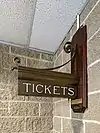 TICKETS sign salvaged from Marvel Gymnasium and installed at the Pizzitola ticket window