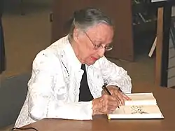 Mary Ward Brown signing one of her books