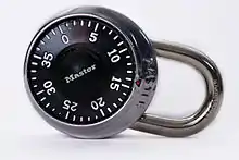 A Master combination padlock.