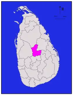 Map of Sri Lanka with Matale District highlighted