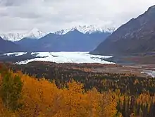 Matanuska Glacier seen from the Glenn Highway at mile 102 (km 164)