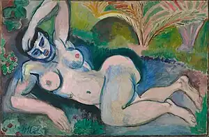 Henri Matisse, 1907, Blue Nude (Souvenir de Biskra), oil on canvas, 92.1 x 140.3 cm, Baltimore Museum of Art. This painting created an international sensation at the 1913 Armory Show in New York City