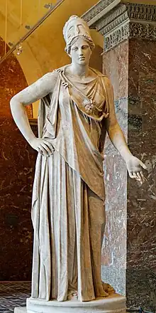 So-called “Mattei Athena”. Marble, Roman copy from the 1st century BC/AD after a Greek original of the 4th century BC, attributed to Cephisodotos or Euphranor. Related to the bronze Piraeus Athena.