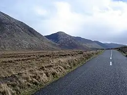 Maumturks range from the Inagh Valley, with Knocknahillion (centre)