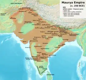 Territories of the Maurya Empire conceptualized as core areas or linear networks separated by large autonomous regions in the works of scholars such as: historians Hermann Kulke and Dietmar Rothermund; Burton Stein; David Ludden; and Romila Thapar; anthropologists Monica L. Smith and Stanley Jeyaraja Tambiah; archaeologist Robin Coningham; and historical demographer Tim Dyson.