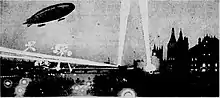 B&W picture of a Zeppelin raid