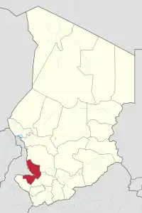 Map of Chad showing Mayo-Kebbi Est