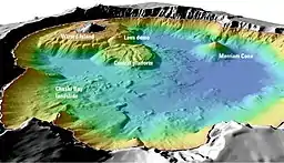 Click for full image: Details of features beneath the surface are constructed using data from the 2000 bathymetry survey.