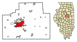 Location of Bloomington in McLean County, Illinois