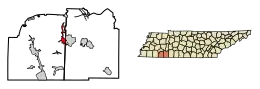Location of Adamsville in McNairy County, Tennessee.