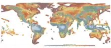 Image 16Global map of wind speed at 100 meters on land and around coasts. (from Wind power)