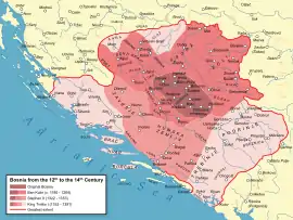 Image 28Territorial evolution of the Bosnian Kingdom (from History of Bosnia and Herzegovina)