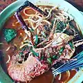 Mee Bandung with giant freshwater prawn.