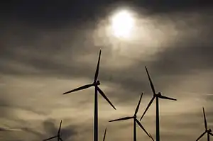 View of the wind farm from the northeast, in Meers