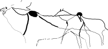 Tracings of male and female Irish elk cave art from Cougnac.