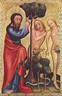 Image 9God in the person of the Son confronts Adam and Eve, by Master Bertram (d. c. 1415) (from Trinity)