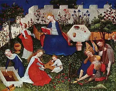 Image 46Hortus conclusus depicted by the Upper Rhenish Master (from History of gardening)