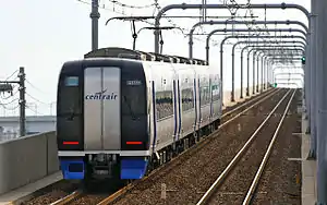 An image of Meitetsu 2000 series electric multiple unit on the Meitetsu Airport line.