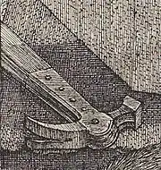 16th-century claw hammer; detail from Dürer's Melencolia I (c. 1514)