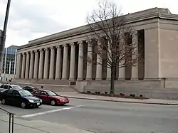 Mellon Institute of Industrial Research of Carnegie Mellon University, built in 1937, at the corner of Fifth Avenue and S. Bellefield Avenue.