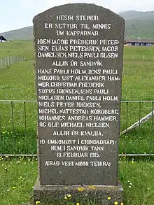 Memorial in memory of a whaling accident in 1915.