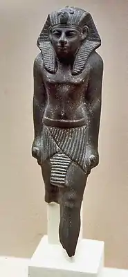 Image 23Statuette of Merankhre Mentuhotep, a minor pharaoh of the Sixteenth Dynasty, reigning over the Theban region c. 1585 BC. (from History of ancient Egypt)