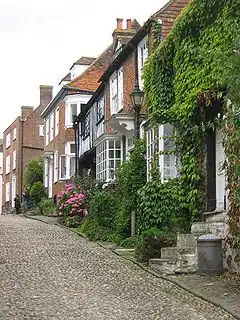 Image 34Mermaid Street in Rye showing typically steep slope and cobbled surface (from Portal:East Sussex/Selected pictures)