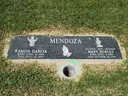 Grave site of Ramon Garcia Mendoza (1914–1999) and Mary Robles Mendoza (1916–1991), Block #165.