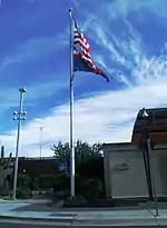 The Base Flagpole, built in December 1941, is significant for its symbolic and traditional association with the origins and history of Williams Air Force Base (now Phoenix–Mesa Gateway Airport). The pole was erected by the Del E. Webb Construction Company. Listed in the National Register of Historic Places – 1995 Reference 95000744.