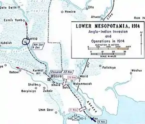 The initial British offensive during the Mesopotamian campaign, 1914