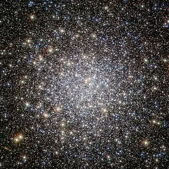 Messier 5's central dense core of stars, containing a large number of stars packed into a small area