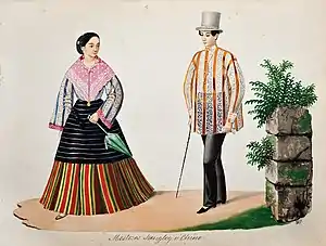 Chinese Filipino mestizos (Mestizos de Sangley y Chino) Tipos del País Watercolor, c. 1841