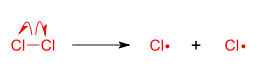 Homolytic bond cleavage of chlorine