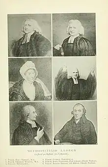 Image 1Methodist leaders active in the Evangelical Revival (clockwise): John Wesley, Charles Wesley, George Whitefield, Joseph Benson, John Fletcher and the Countess of Huntingdon (1895 Welsh illustration) (from First Great Awakening)