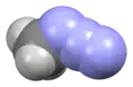 Space-filling model of the methyl azide molecule