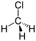 Skeletal structure of chloromethane.