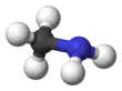 Ball and stick model of methylamine