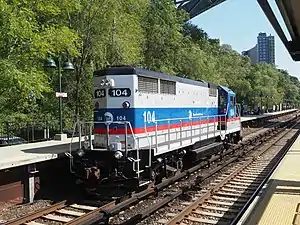 Locomotive entering the station on the northbound tracks.