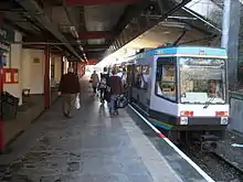 A T-68 tram at Bury Interchange in October 2007.