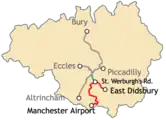 Map of the South Manchester line extensions